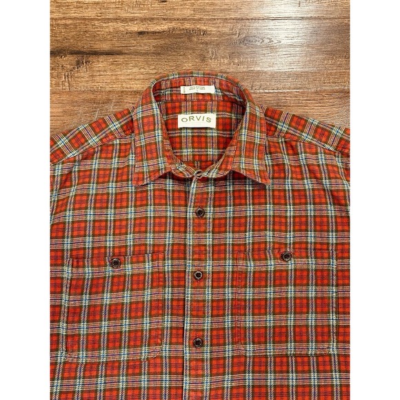 Orvis Other - ORVIS Heavy‎ Flannel Shirt Jacket Red Plaid Camp Shacket Pockets Cotton Mens L